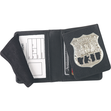 Strong Side Open Flip-out Badge Case - Dress Leather w/ Embossing