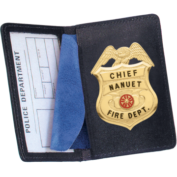 Strong Side Open Single ID Badge Case - Duty Leather w/ Embossing