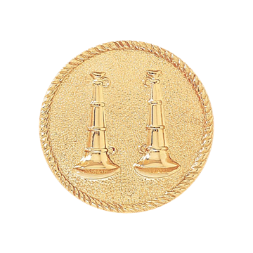 Blackinton A2866 Captain Hat Badge w/ Two Vertical Horns & Rope Rim (1-1/4")
