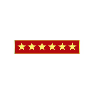 Blackinton A4616-P Years of Service Commendation Bar w/ 6 Stars (1-3/8" x 5/16")