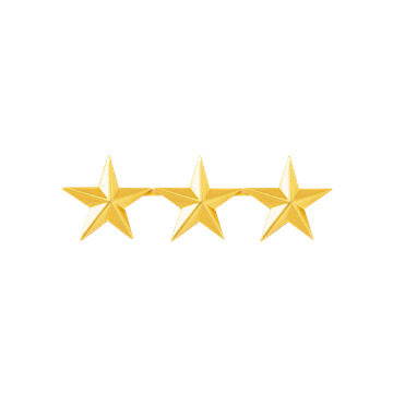 Blackinton A4888-3 Three Smooth Stars on Bar (5/8") (Individual)