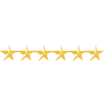 Blackinton A4888-6 Six Smooth Stars on a Bar (5/8") (Individual)