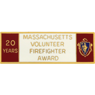 Blackinton A9848 Massachusetts 20 Year Volunteer Firefighter Award (1-11/16" x 9/16")