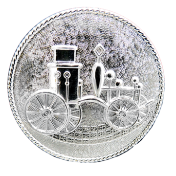 Blackinton A9855 Circle Hat Badge Featuring an Old Pumper Truck (1-3/16")