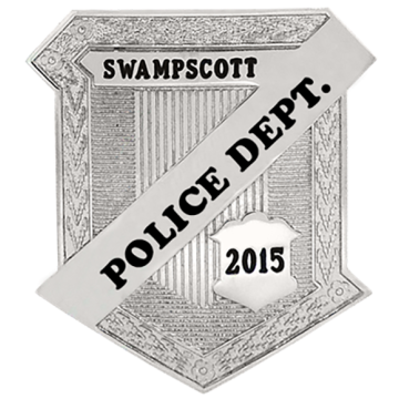 Blackinton B3399 Shield Badge with Diagonal Panel (2-5/8" x 2-3/8")