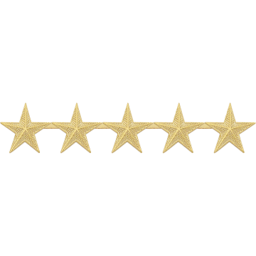 Smith & Warren C519F_5 Five Embossed Stars - 5/8" Height (Individual)