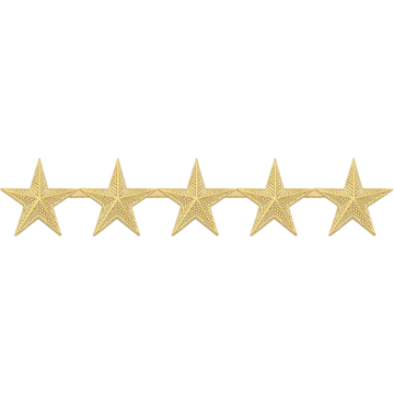 Smith & Warren C520F_5 Five Embossed Stars - 1/2" Height (Individual)