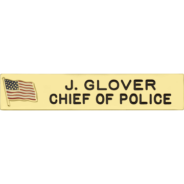 Smith & Warren C558CS_C524_2 Large 2-Line Nameplate with U.S. Flag (3"W X 0.625"H)