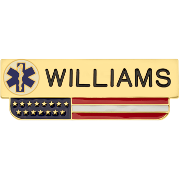 Smith & Warren C651S USA Flag Nameplate w/ Seal (2.5" x 0.875")