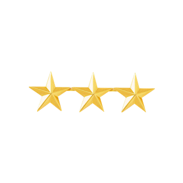 Blackinton J103 3 Stars 1" Smooth - GOLD (Pair)