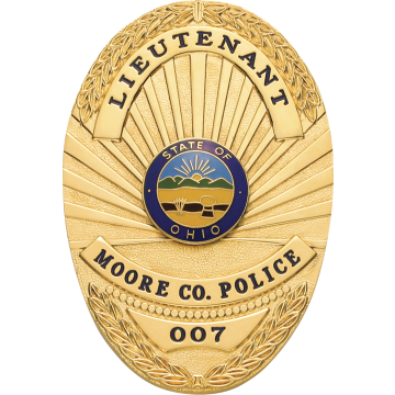 Smith & Warren S512 Oval Badge with Sun Rays & Wreath Border (3-1/2" x 2.420")