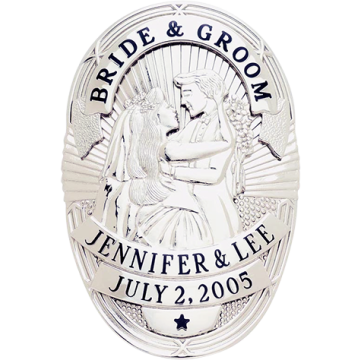 Smith & Warren S565 Oval Bride & Groom Badge (3-1/2" x 2-3/8")