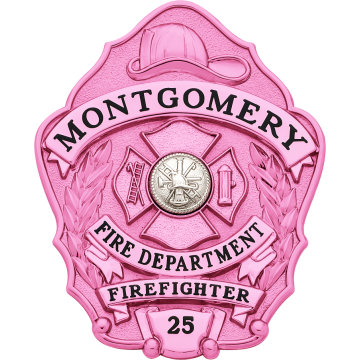 Smith & Warren S632_PI Breast Cancer Awareness Fire Helmet Shield (3" x 2-1/2")