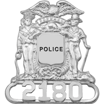 Smith & Warren SH301 Wisconsin Coat of Arms Hat Badge w/ Applied Numbers (2-3/4" x 2-1/2")